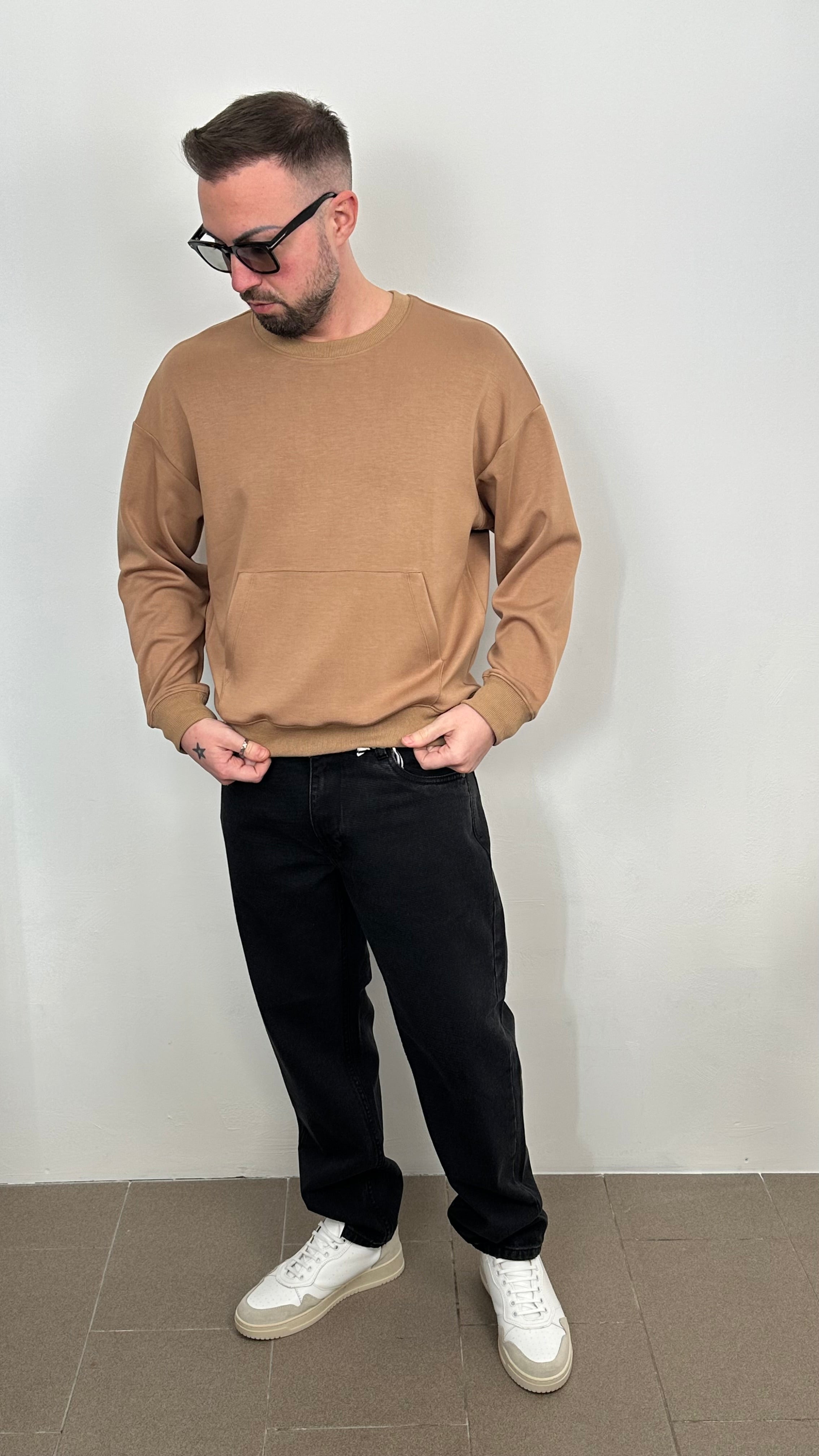 Felpa “IMPERIAL” collo rotondo tinta unita