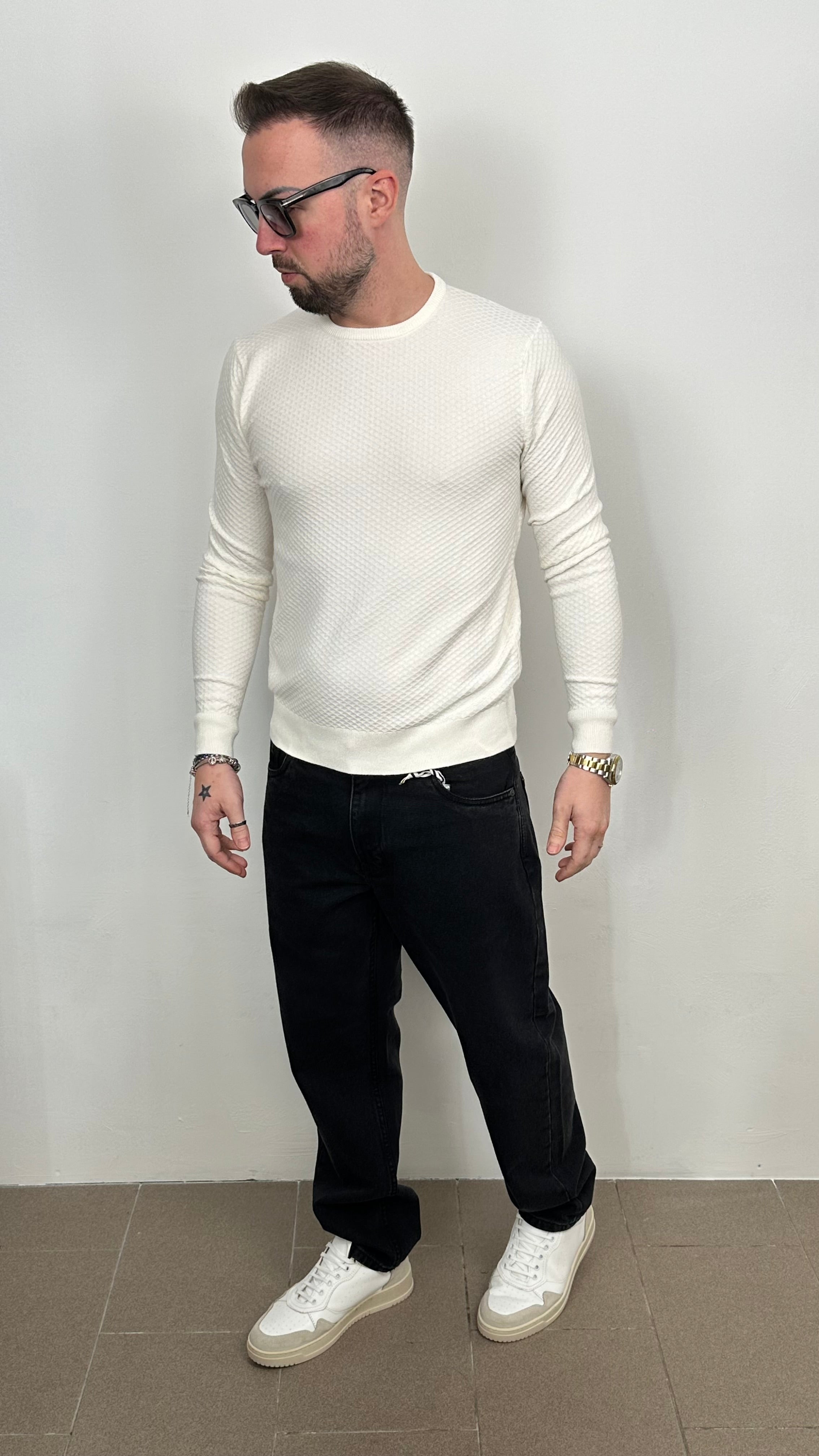 Maglione "IMPERIAL" girocollo a coste sottili vestibilità regolare