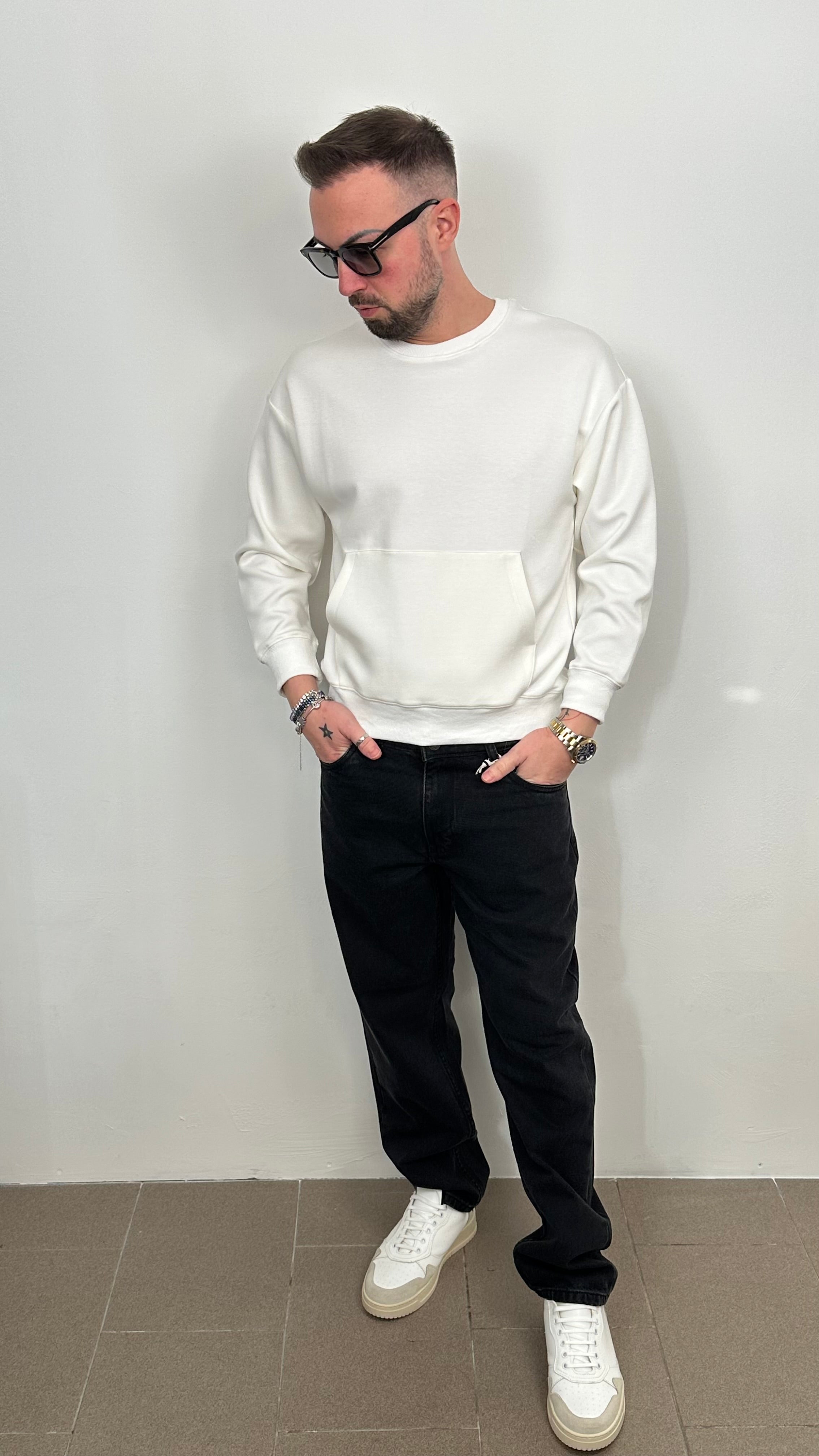 Felpa “IMPERIAL” collo rotondo tinta unita