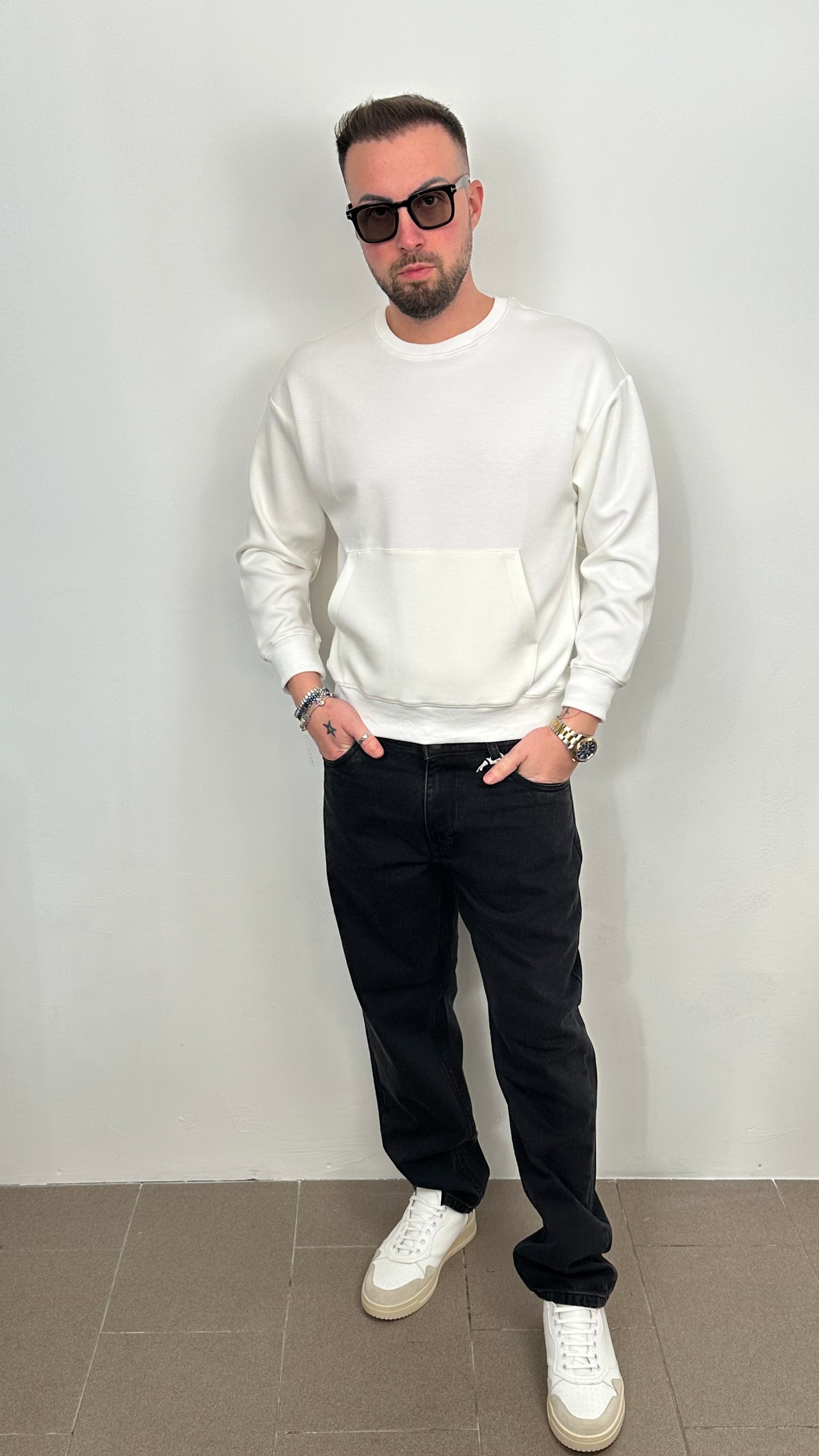 Felpa “IMPERIAL” collo rotondo tinta unita