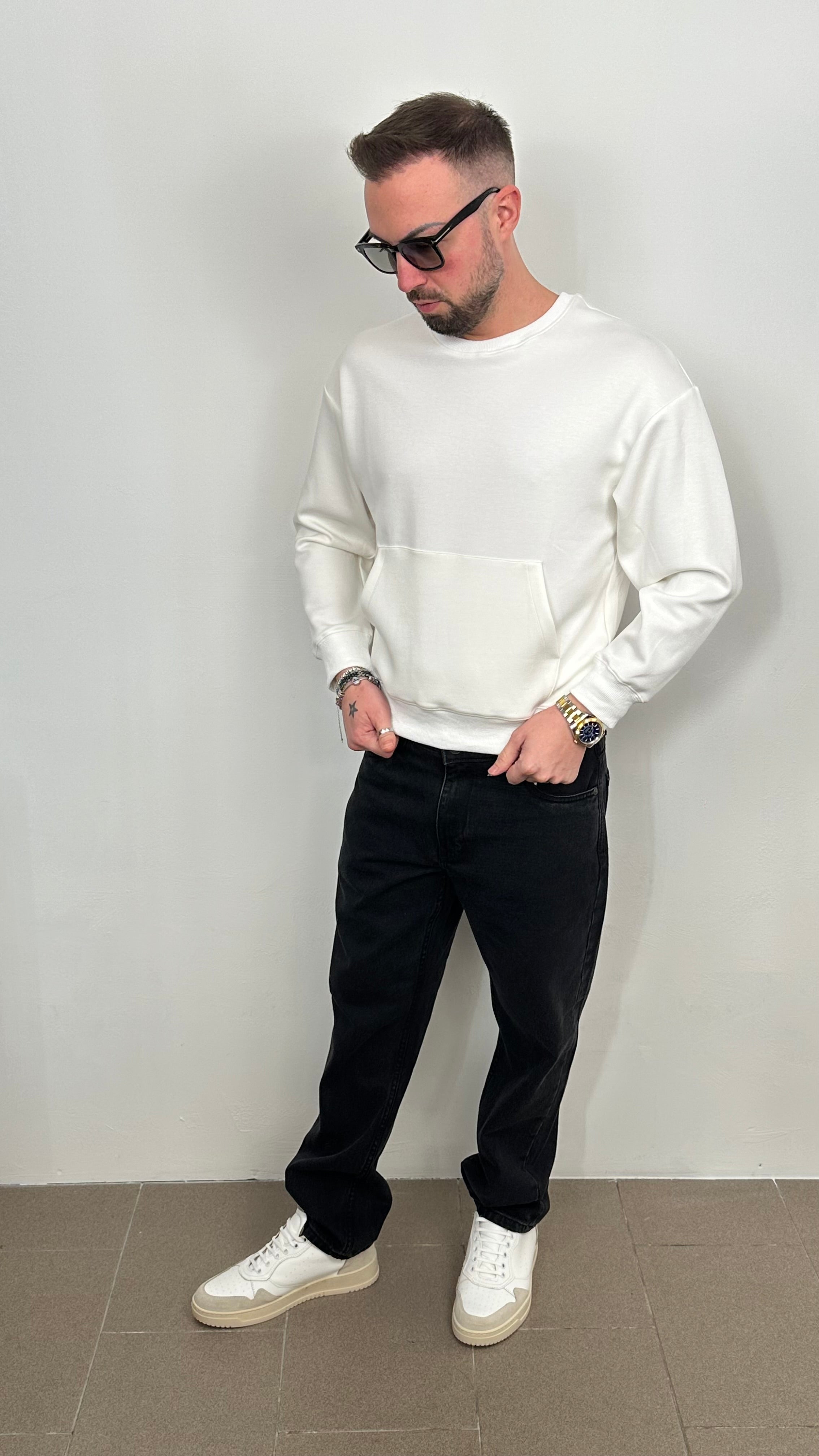 Felpa “IMPERIAL” collo rotondo tinta unita