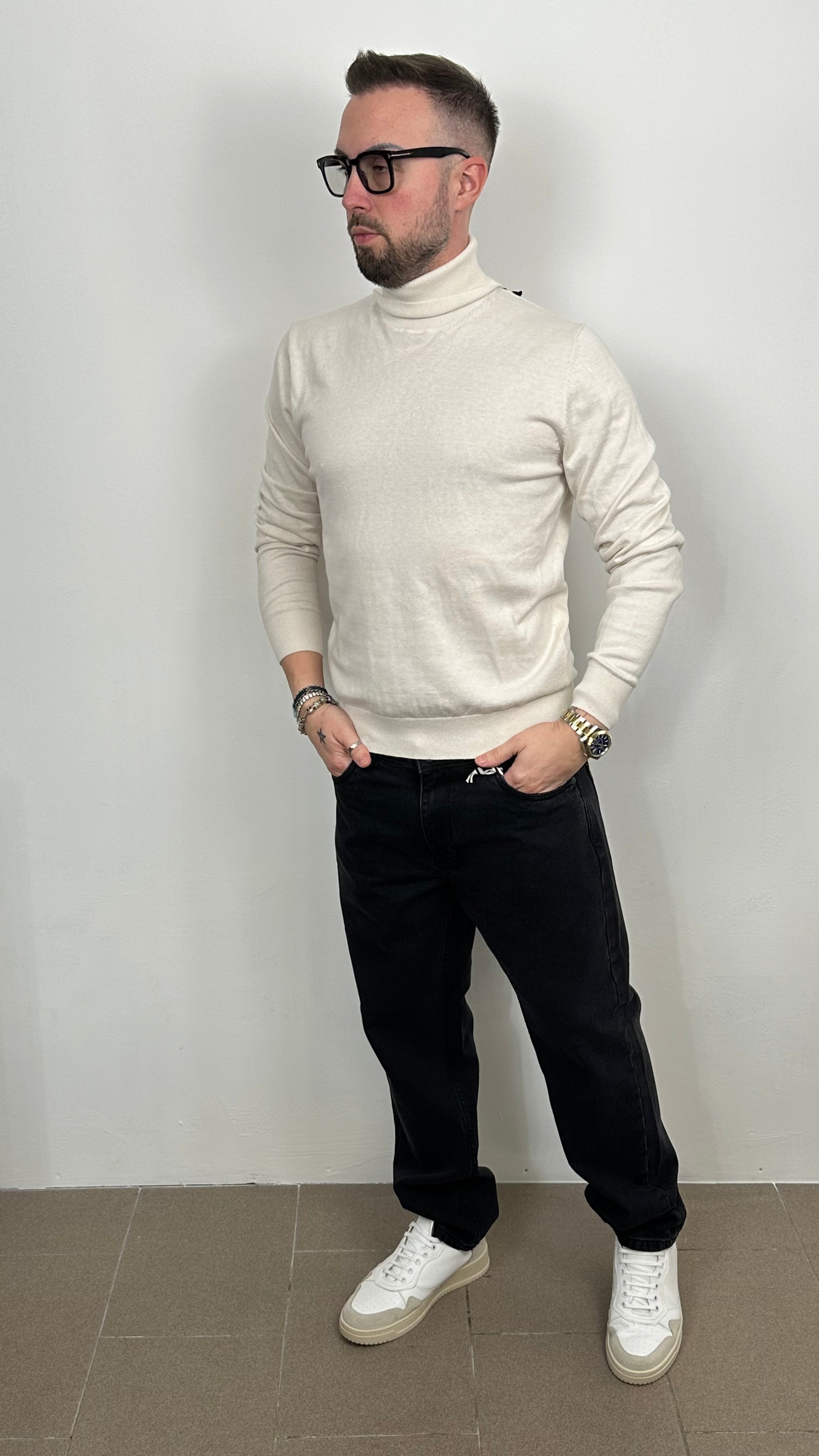 Maglione "IMPERIAL" collo alto tinta unita