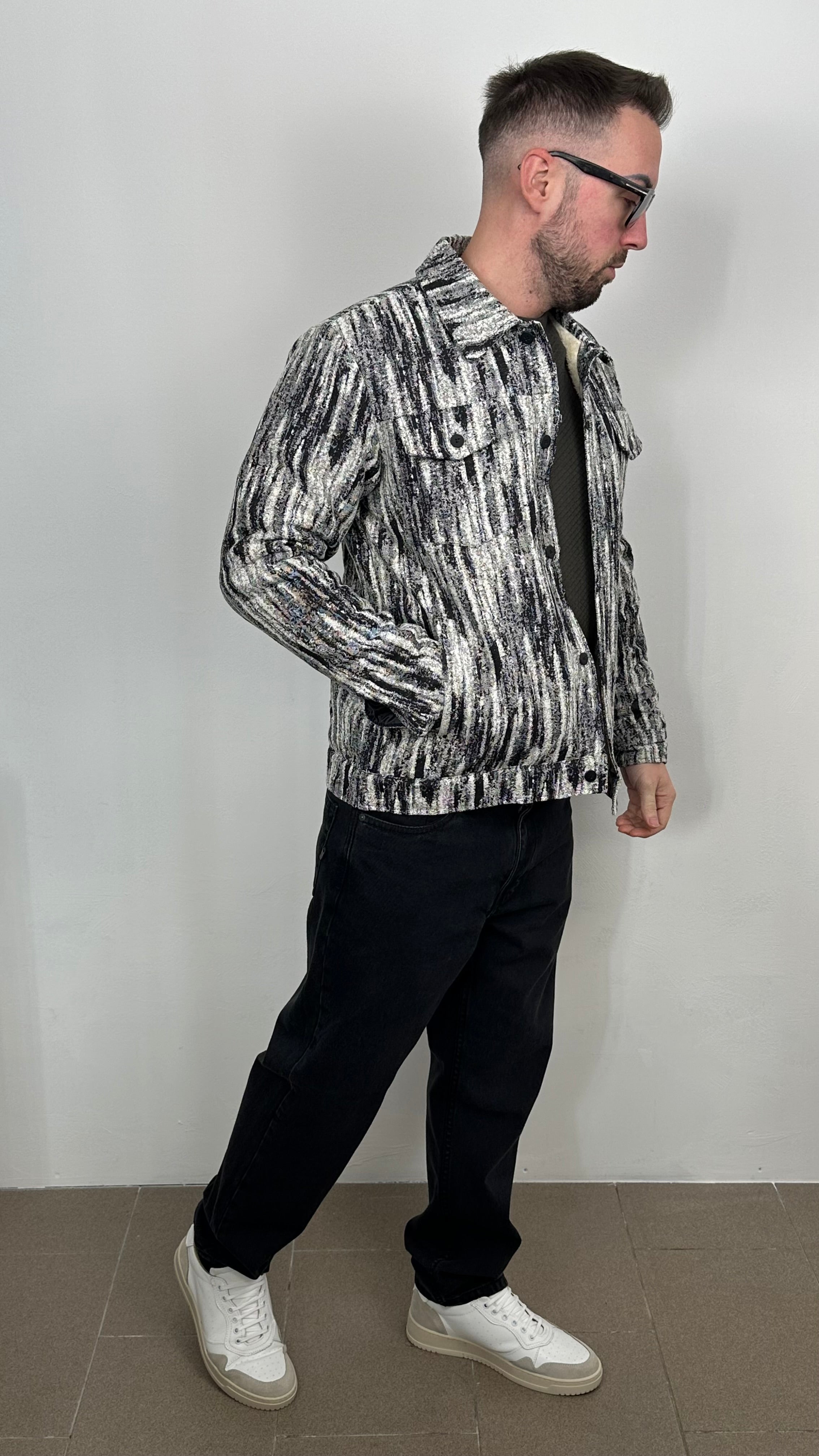 Giubbotto a fantasia con interno in pelliccia sintetica