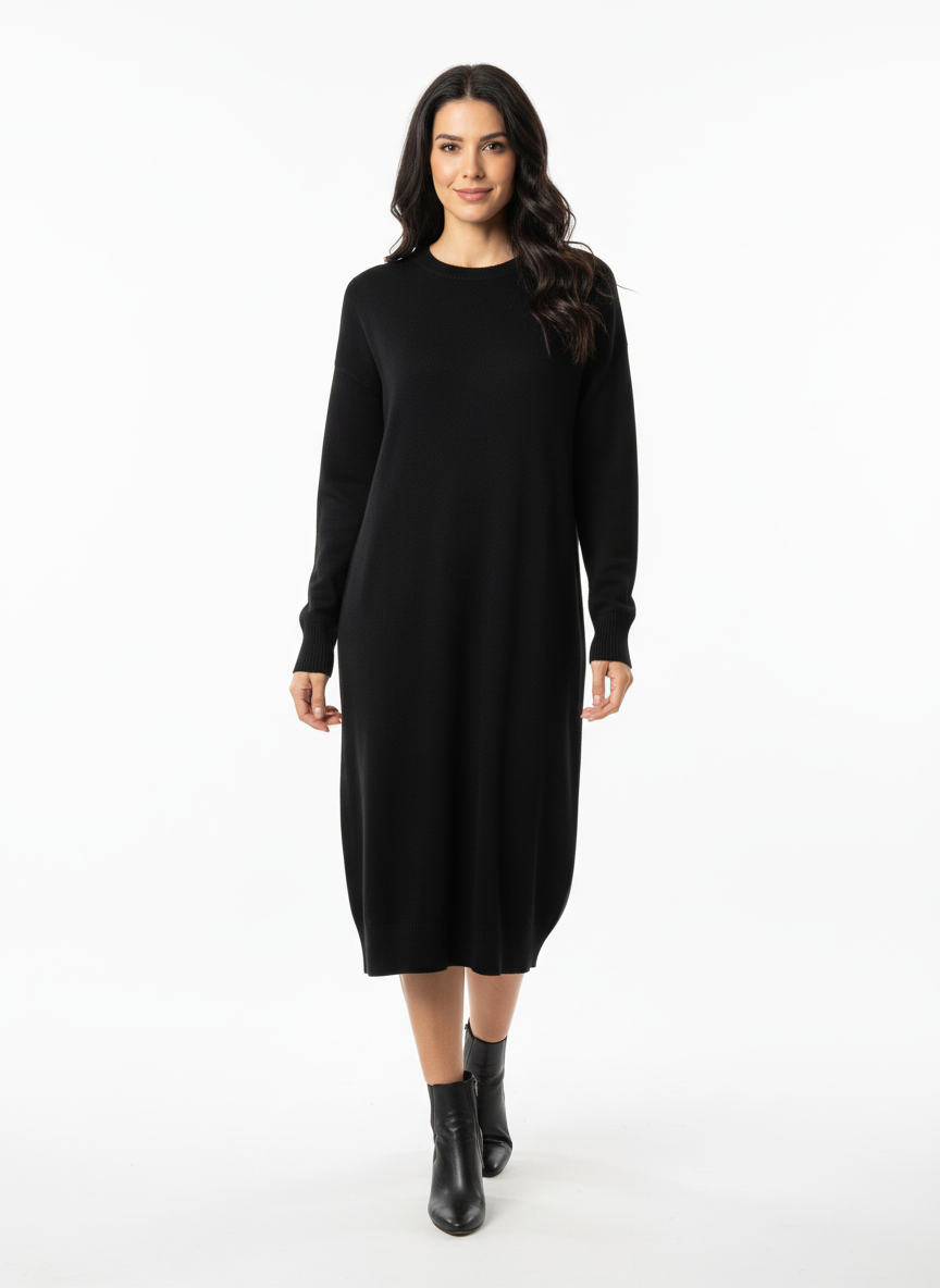 Abito in maglia con cintura a catena