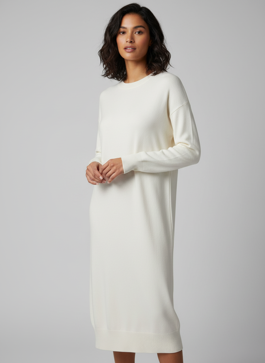 Abito in maglia con cintura a catena