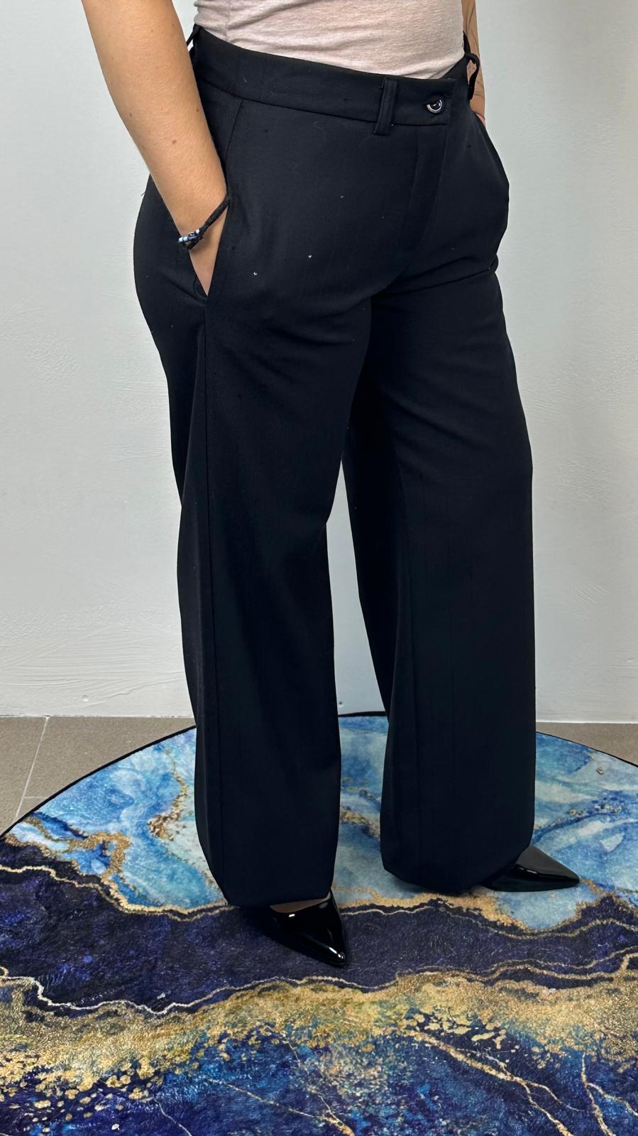 Pantalone a palazzo gessato e micro paillettes