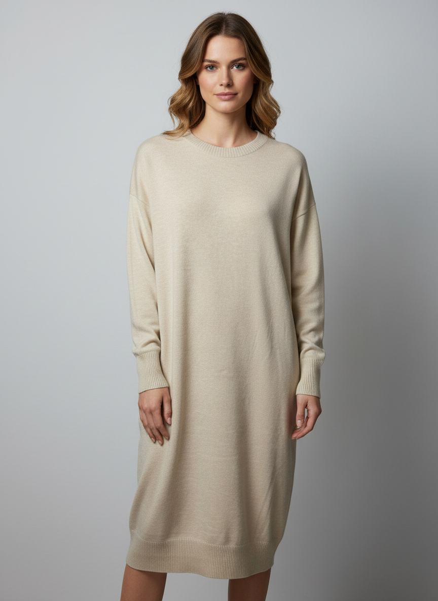 Abito in maglia con cintura a catena