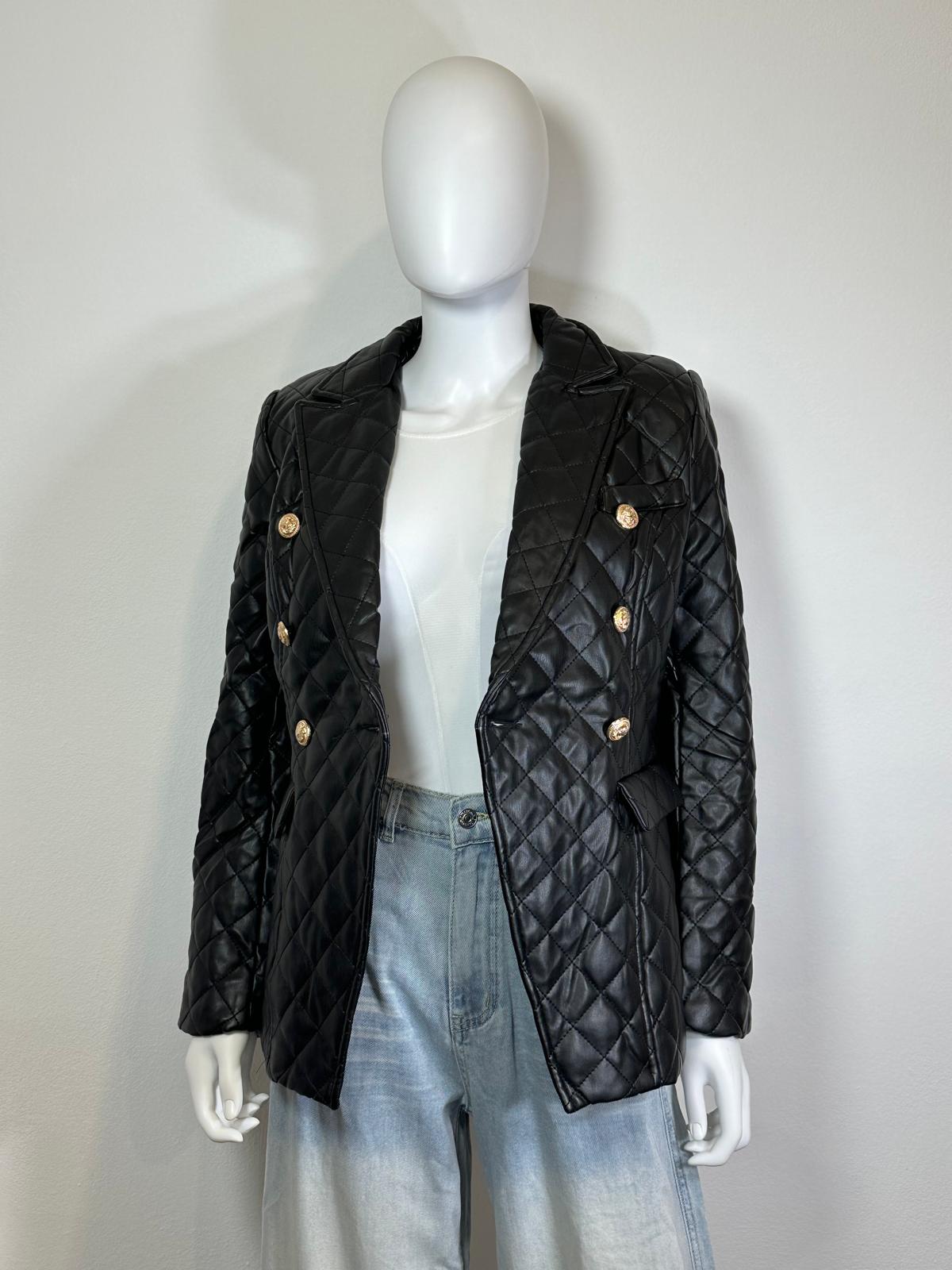 Giacca "Chesterfield" in ecopelle doppio petto