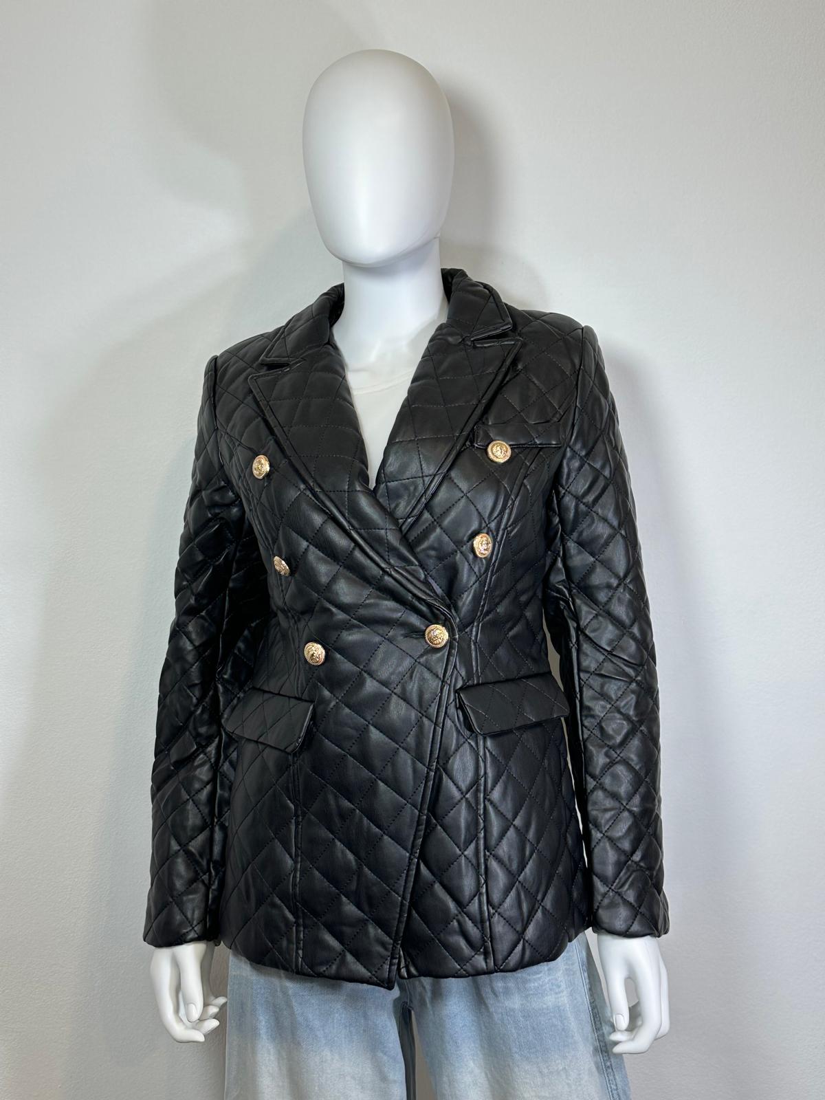 Giacca "Chesterfield" in ecopelle doppio petto