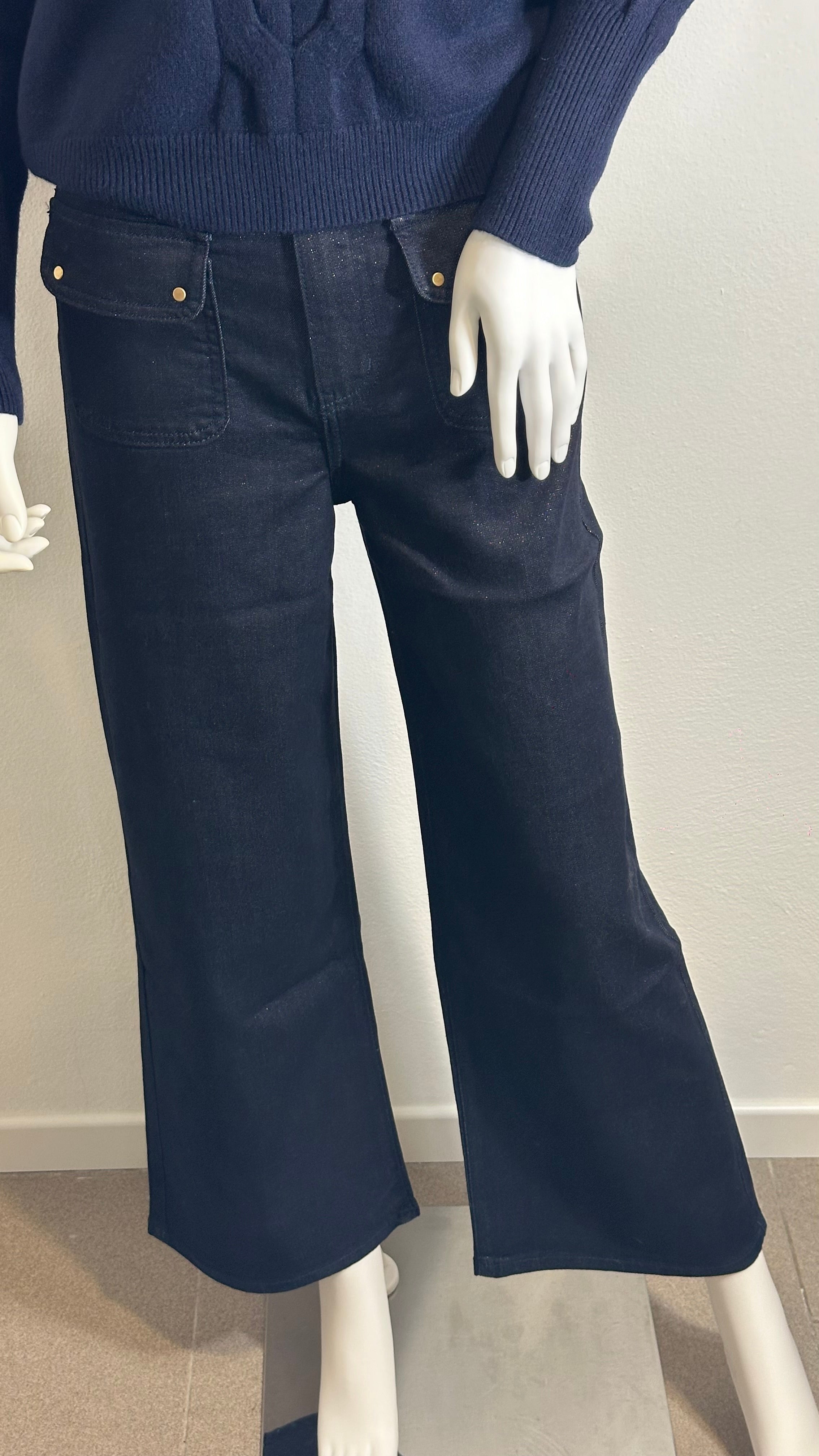 Jeans "LUCE" gamba larga con glitter